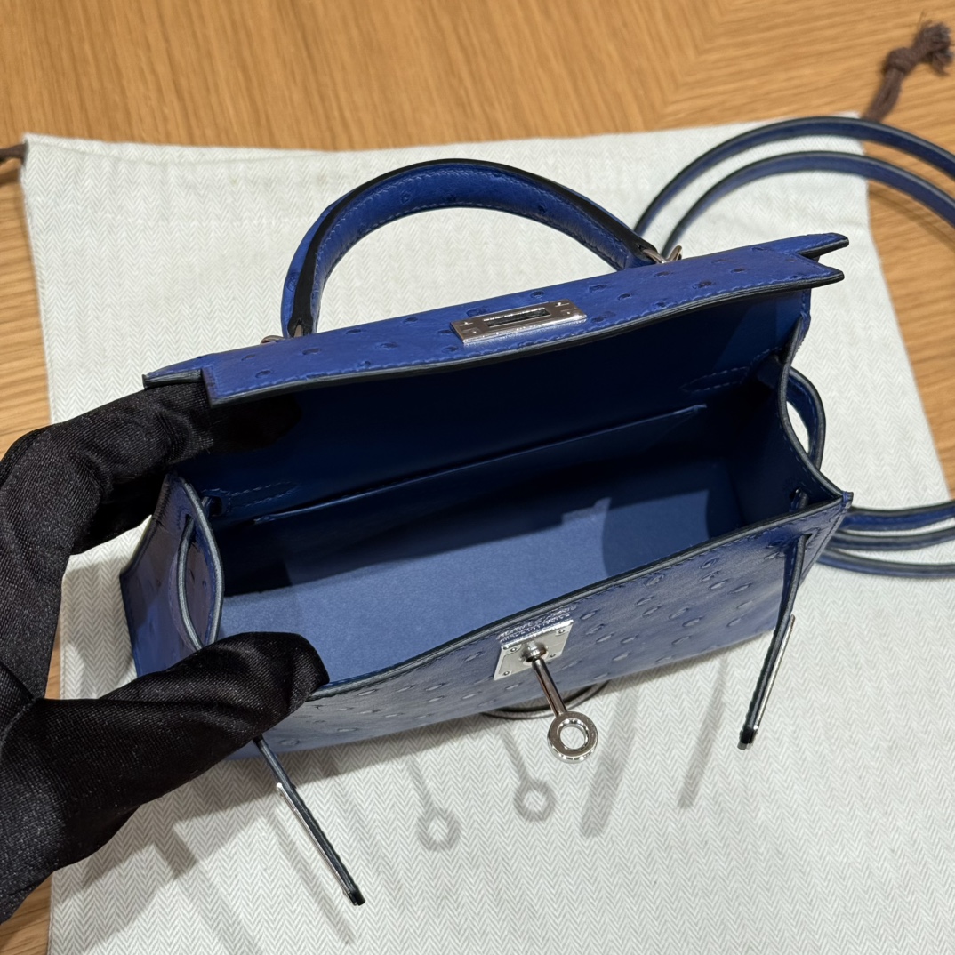 Hermes mini kelly 2 74Blue roy handbag (handmade to order)
