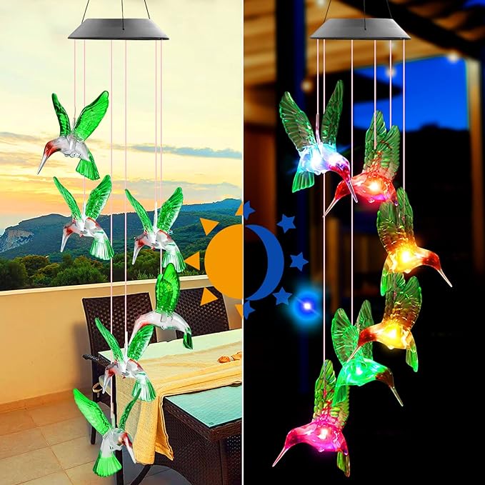Hummingbird Solar Wind Chimes