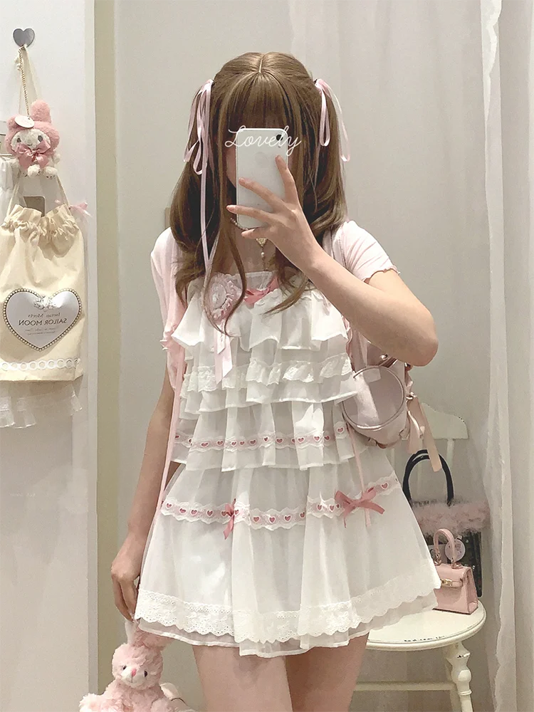 Sweet Love Lace Trim Bow Skort
