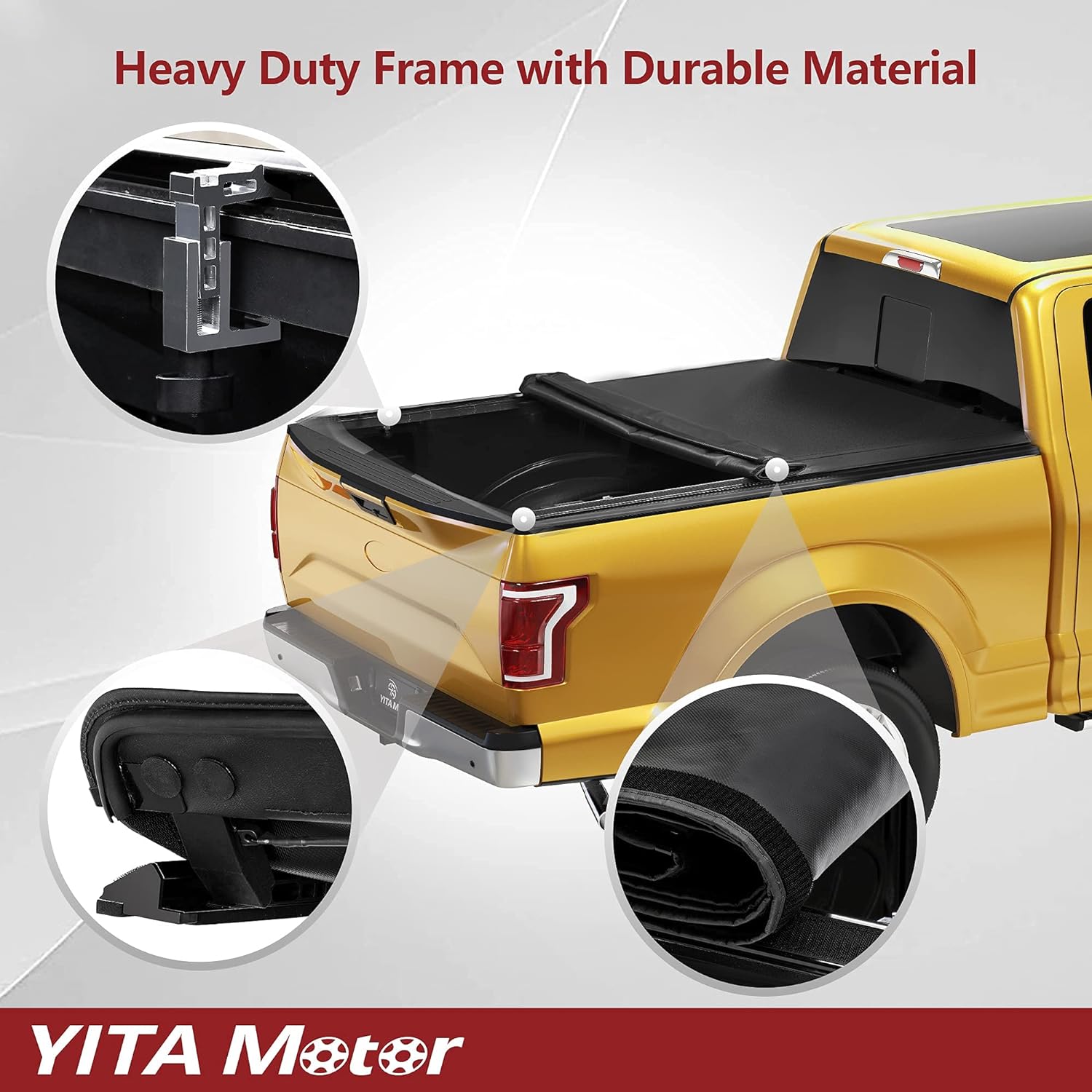 YITAMOTOR Soft Roll Up Truck Bed Tonneau Cover Compatible with 2009-2024 Dodge Ram 1500