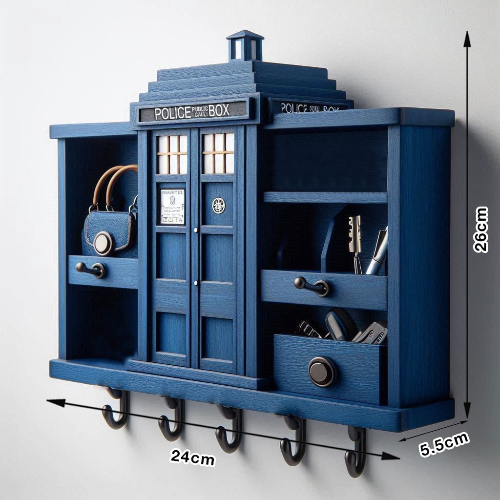DW TARDIS Wooden Key Holder