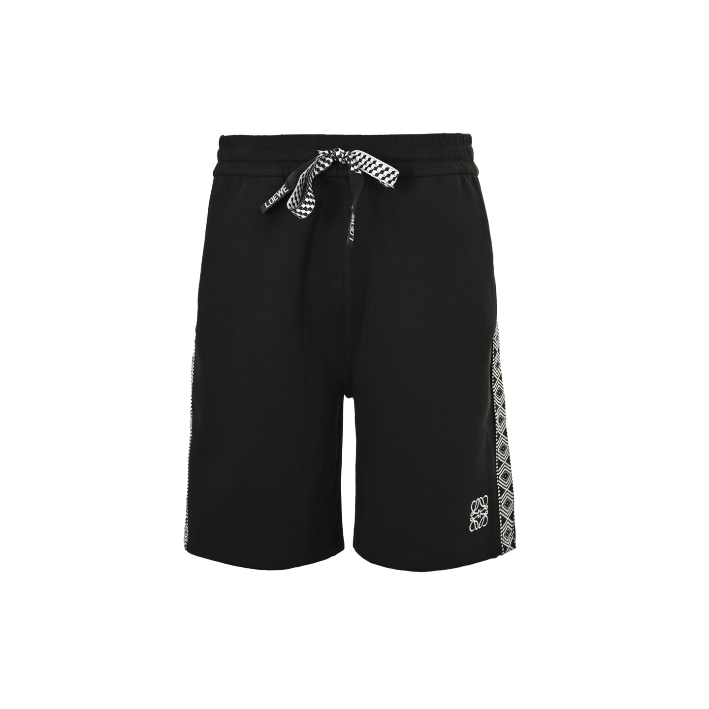 Loewe 25ss ethnic style side color-blocked webbing jacquard shorts