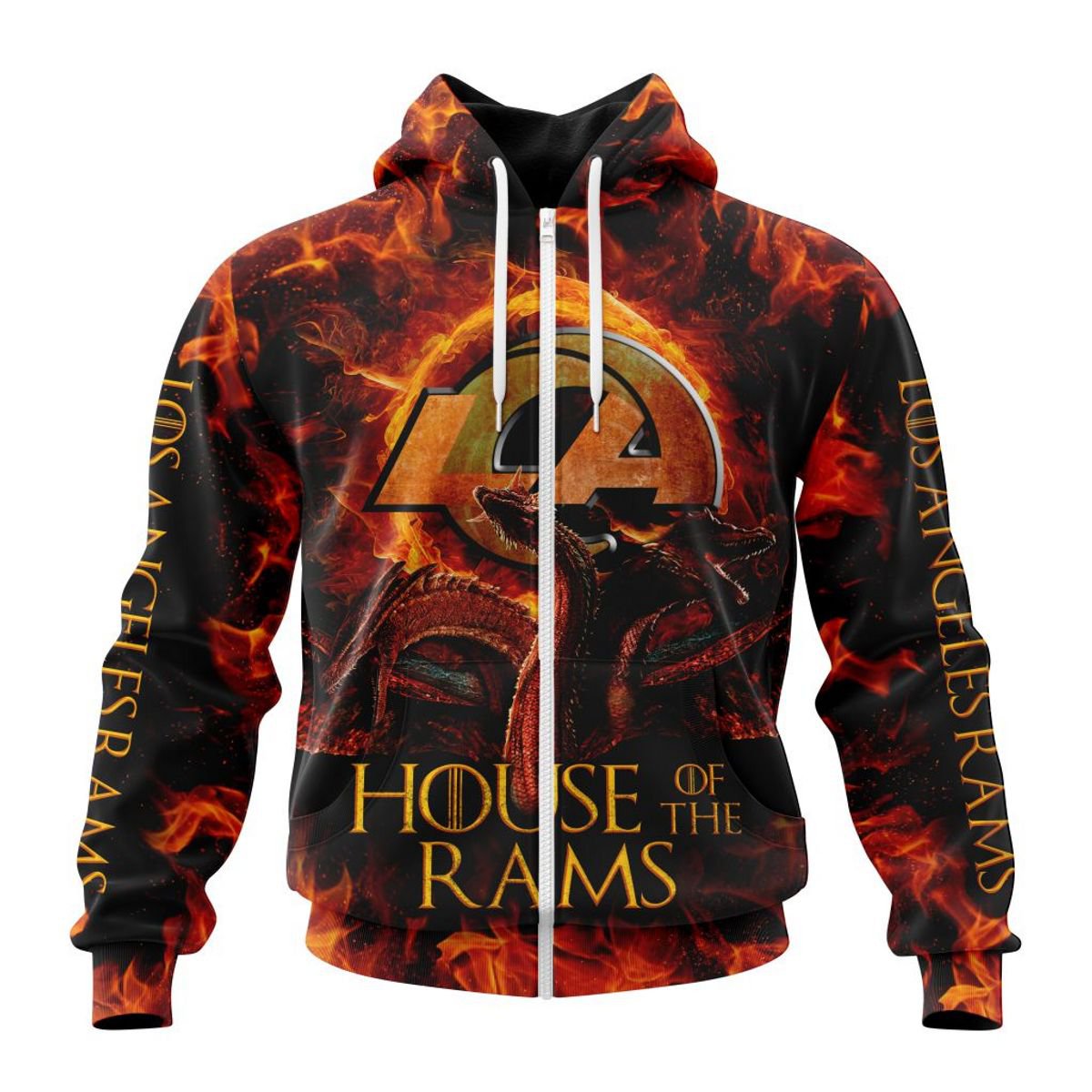 LOS ANGELES RAMS GAME OF THRONES – HOUSE OF THE RAMS 3D HOODIE