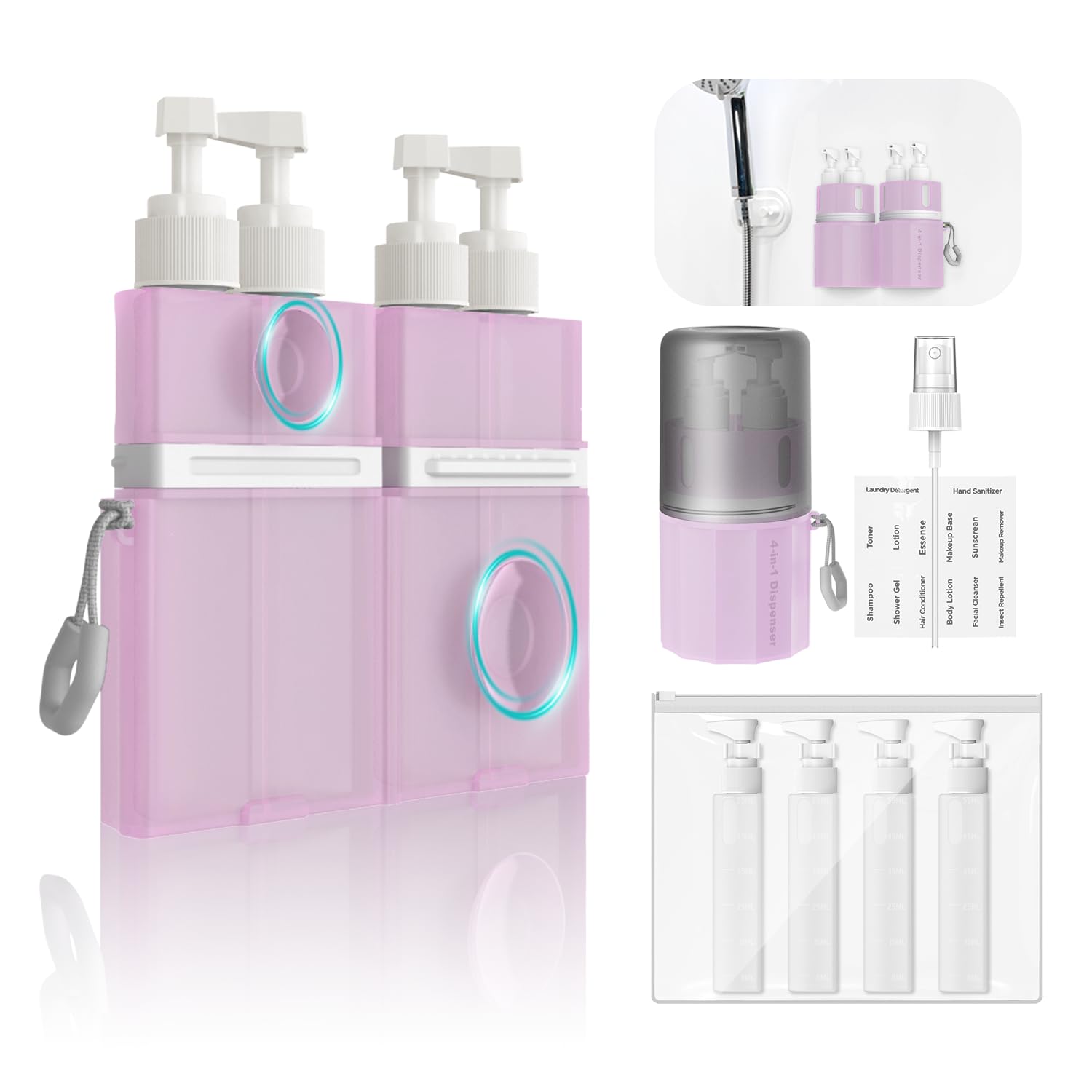 🔥ON SALE🔥TSA Approved Travel Bottles for Toiletries with Suction Cups
