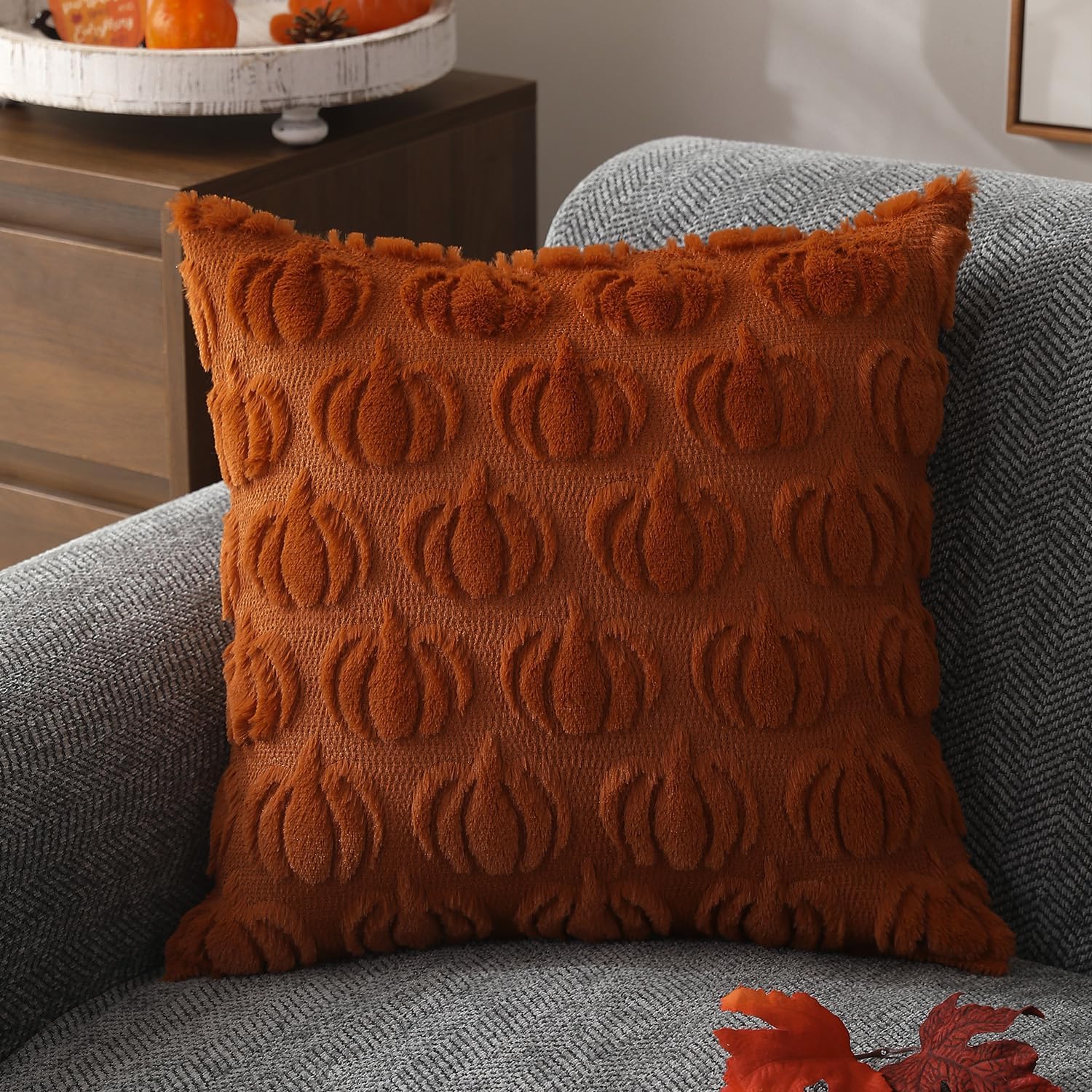 🍁Fall Decorations👻Soft Plush Fur Wool Throw Pillow Cases