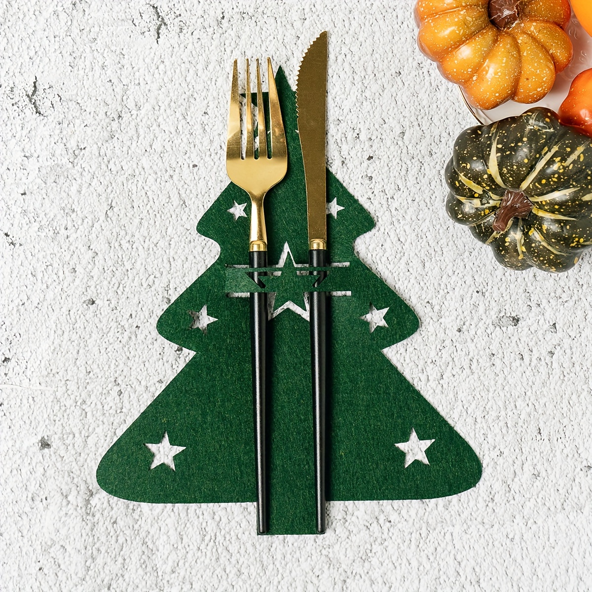 🌲🌲Christmas Felt Cutlery Holder Set - Festive Tableware Pouch for Holiday Dining & Kitchen Decor
