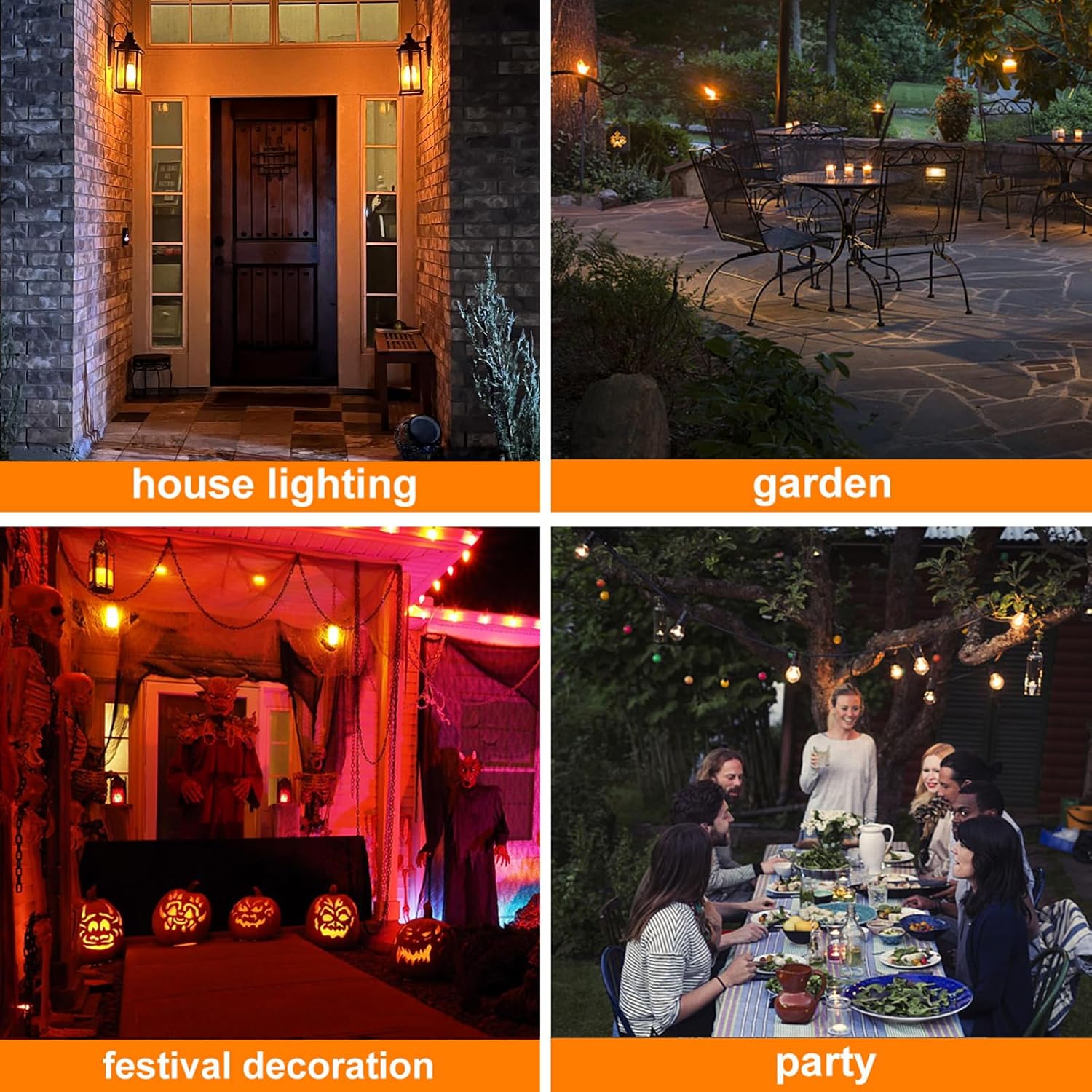 2PCS/SET LED Flame Light Bulbs, 4 Modes Flickering Light Bulbs with Upside Down Effect