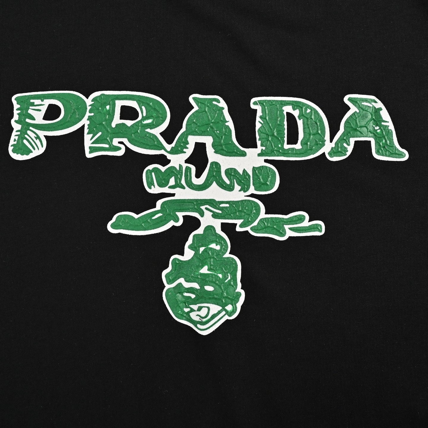 Prada 25ss green lettering logo print short sleeve