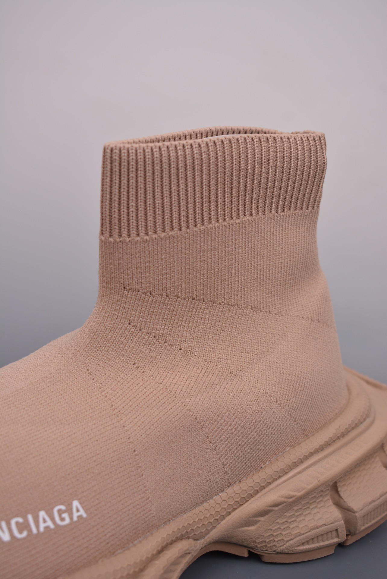 BALENCIAGA 3XL Knit Mid Sneakers Beige Brown White