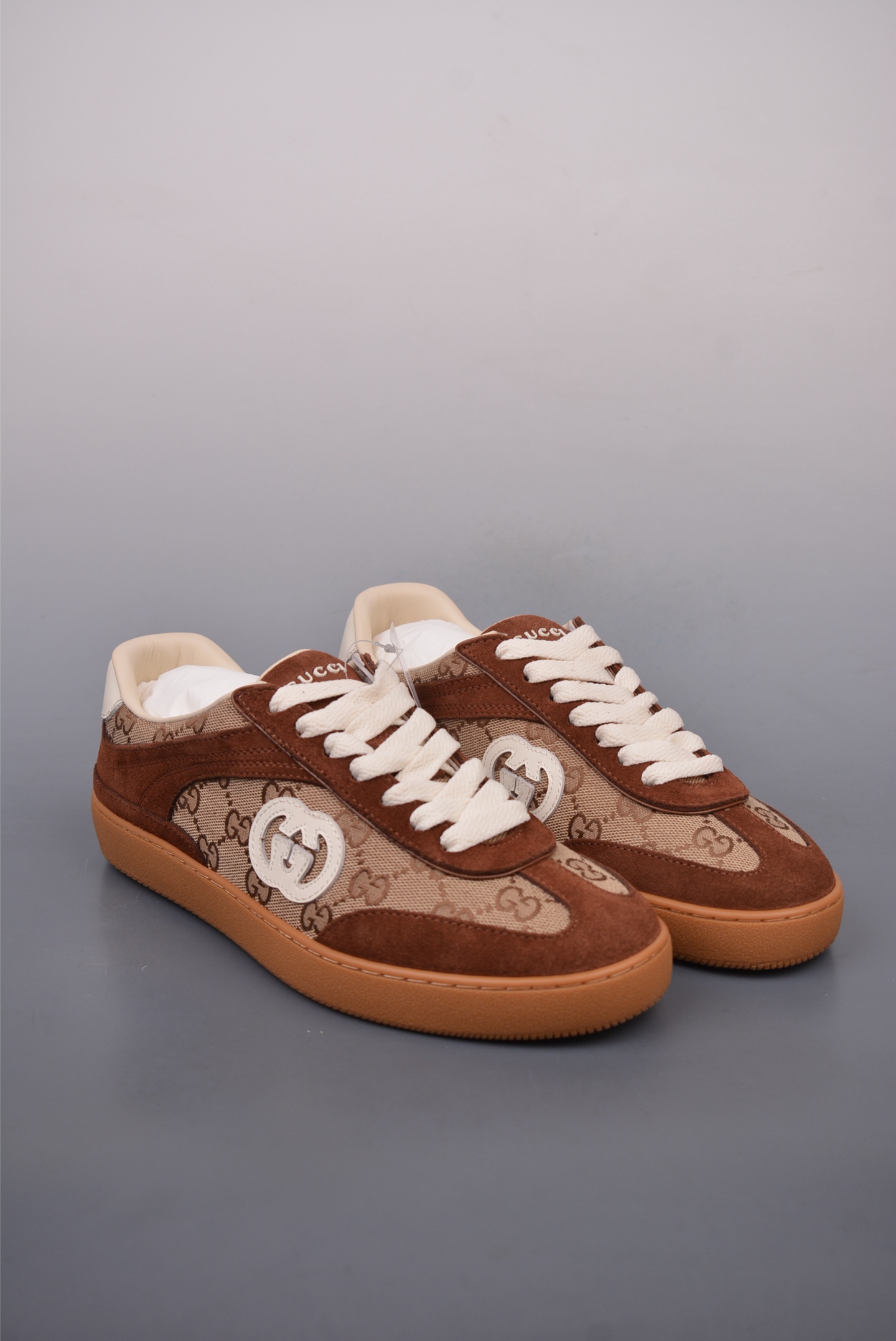 Gucci Interlocking G Suede Sneaker G74 Dark Brown Print 791742AAEGA2242