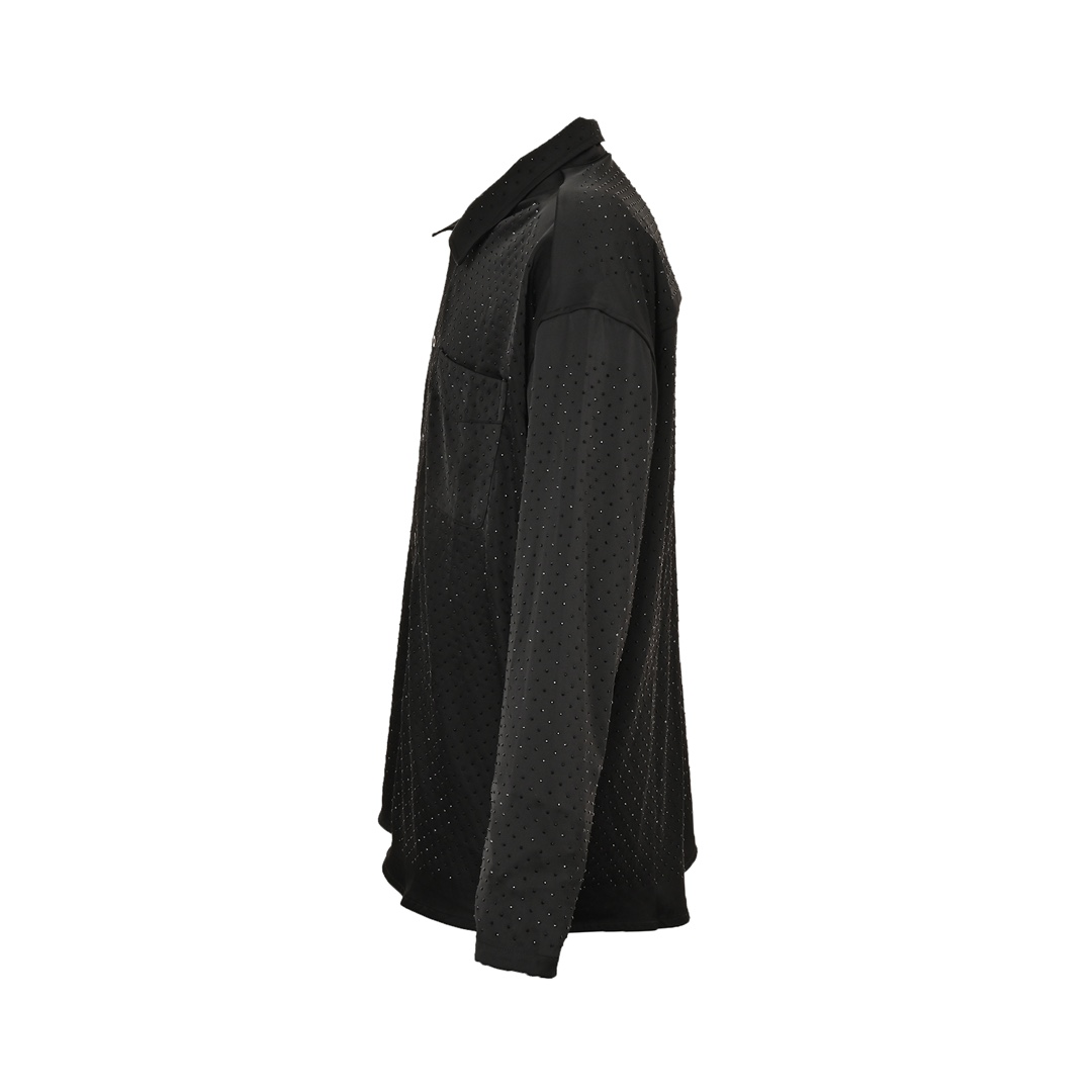 Balenciaga 24Fw rhinestone satin long-sleeved shirt