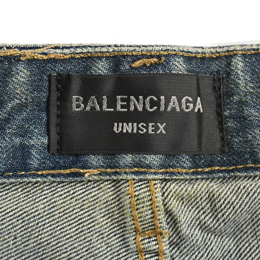 Balenciaga Blue Destroyed Denim Jeans