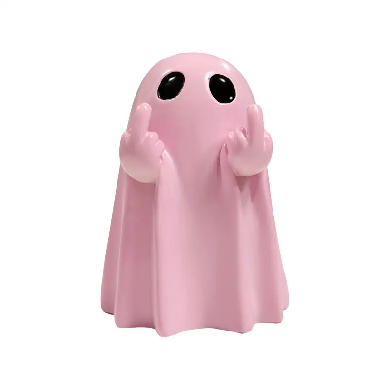 Halloween Decoration Ghost Figurine - Funny Resin Middle Finger Ghost Statue For Prank - Cute Ghost Decor for Christmas Decorations Ornaments