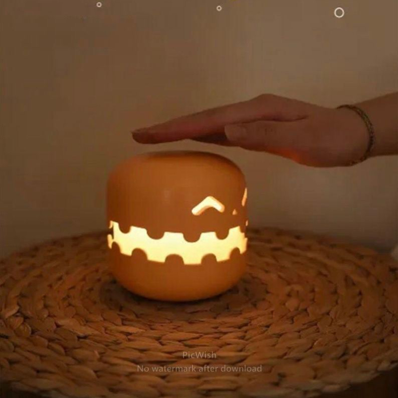 Pumpkin Night Light - Fun and Creative Gift, Ambiance Lamp. Rechargeable with Adjustable Brightness and Timer, Perfect LED Light for Halloween Decoration,Foldable Handheld Night Light Pumpkin Lantern for Halloween