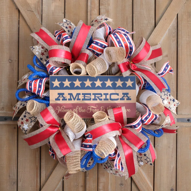 🔥[SAVE 50% OFF]--50CM/20 Inch Handmade American Patriotic Wreath -BUY 2 FREE SHIPPING
