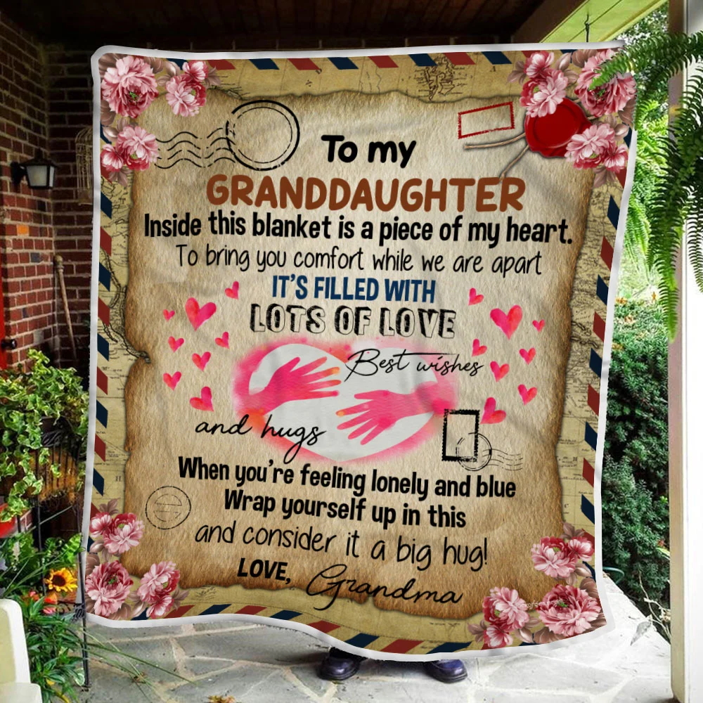 Grandma To Granddaughter, Inside This Blanket Is A Piece Of My Heart, Sofa Throw Blanket