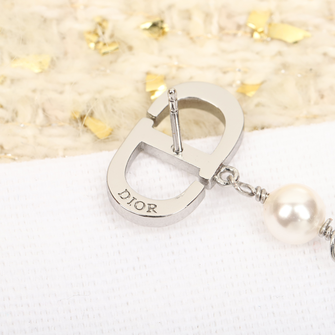 Dior Tassel Letter Diamond Earrings
