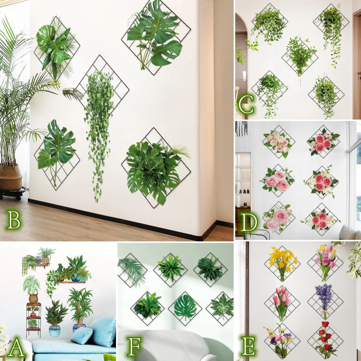 🔥Last Day Promotion-50% OFF🔥12*13inch 3D Plant/Flower Wall Sticker-(1Sets / 5 Pattern)-BUY 4 Sets GET 20% OFF & FREE SHIPPING