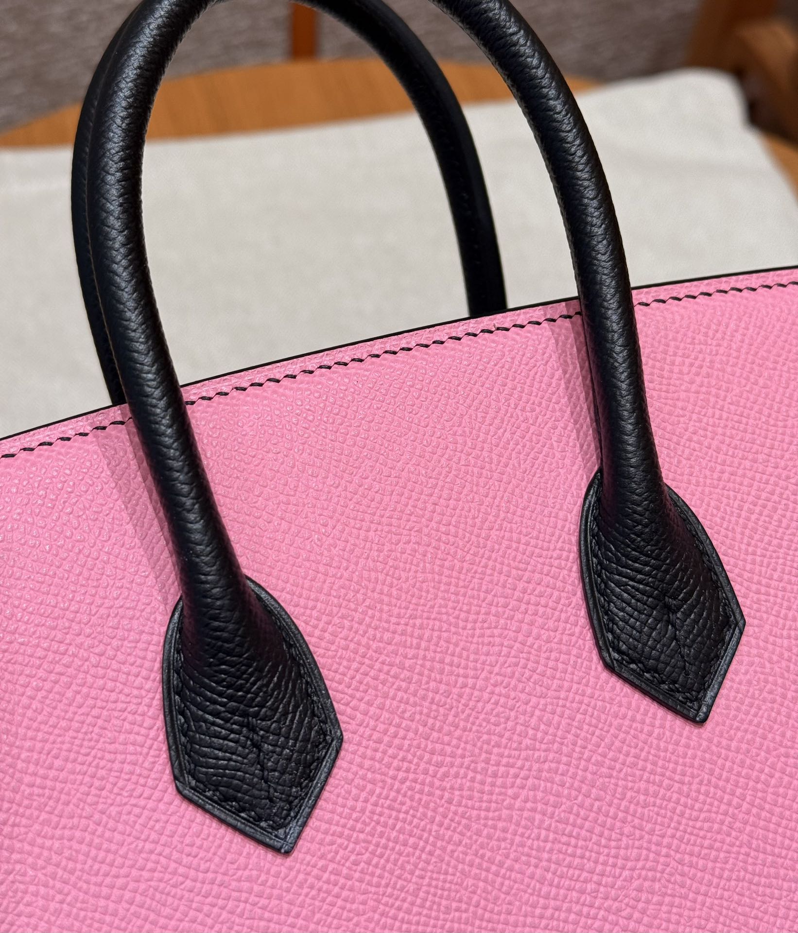 Hermes Birkin 5pPink and 89noir Handbag (Handmade to order)