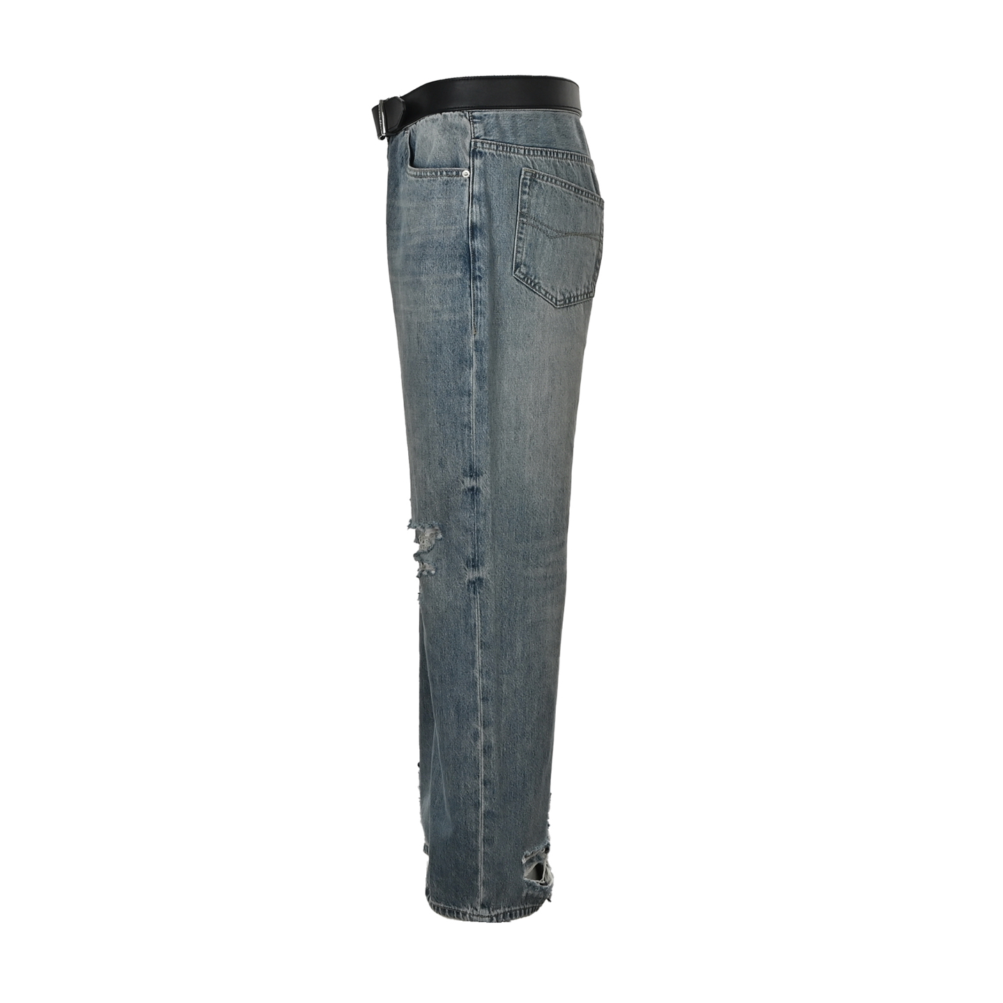 Balenciaga 25ss belt washed damaged jeans