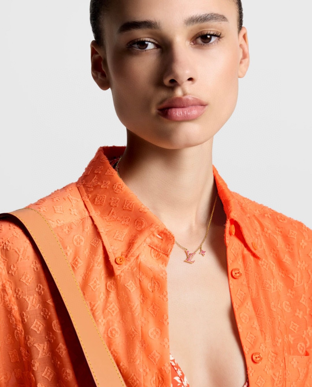 Louis Vuitton rose red logo necklace