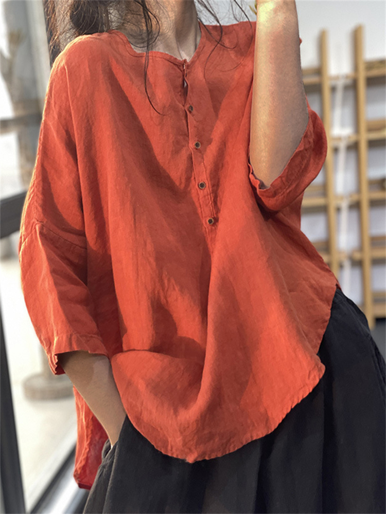 Vintage Button Up Oversize Linen Tunic