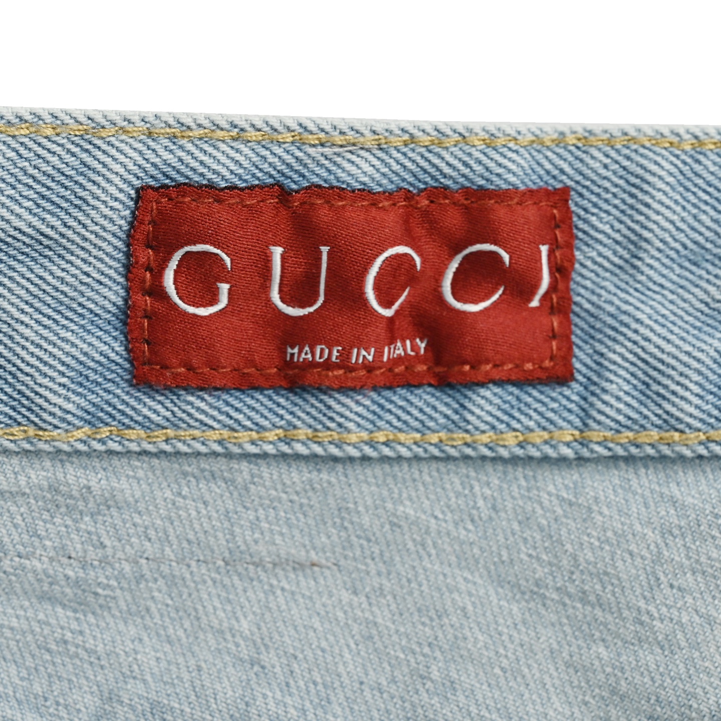 Gucci Double G print washed blue denim shorts