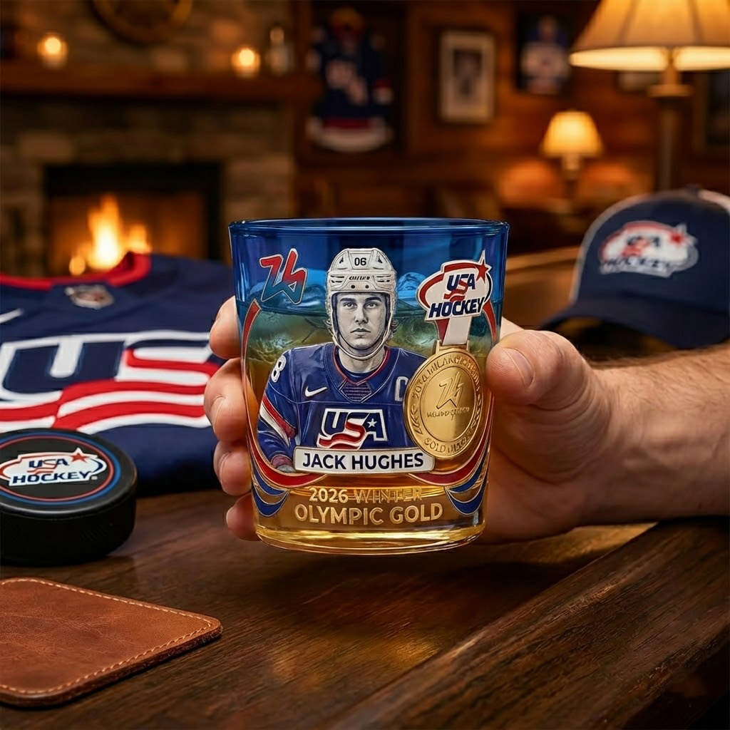 Jack Hughes – 2026 Olympic Gold Commemorative Whiskey Glass