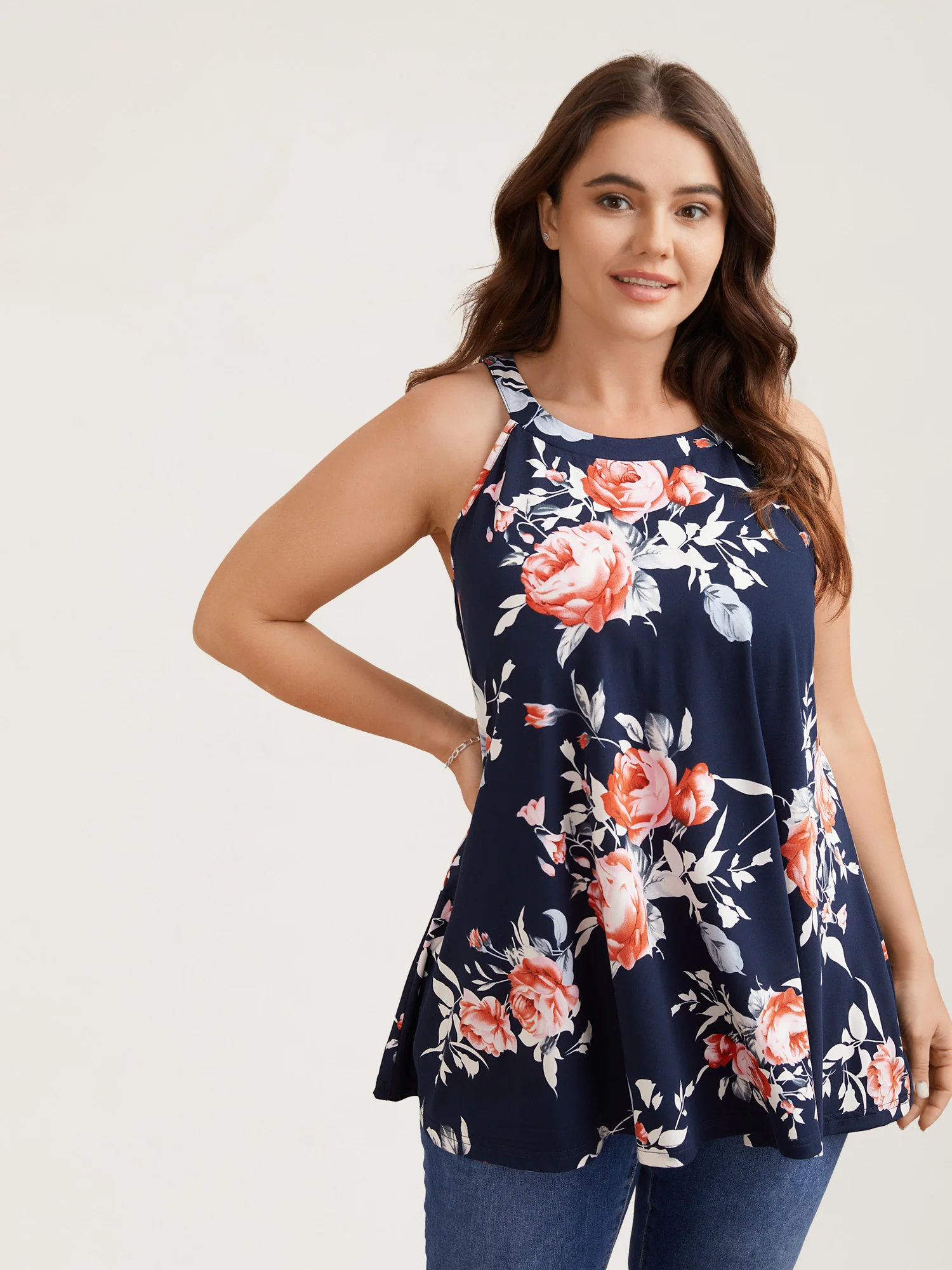 Rosy Print Halter Neck Top