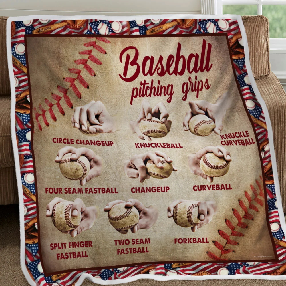 Baseball Pitching Grips Sofa Throw Blanket