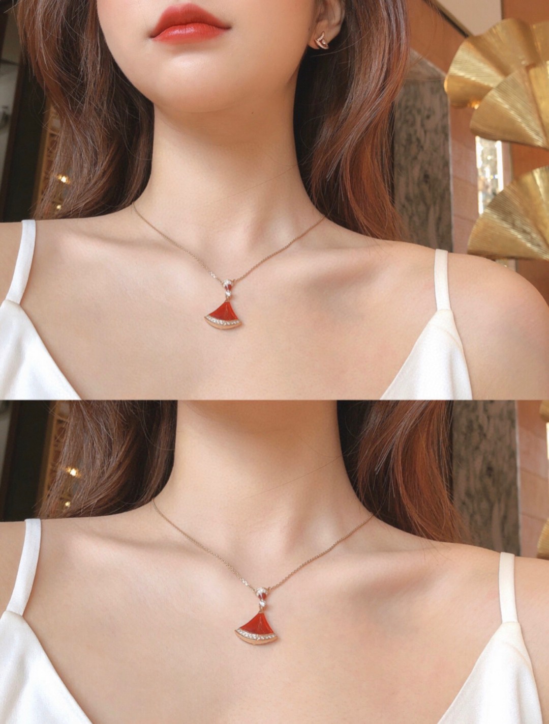 Bulgari fan-shaped agate necklace