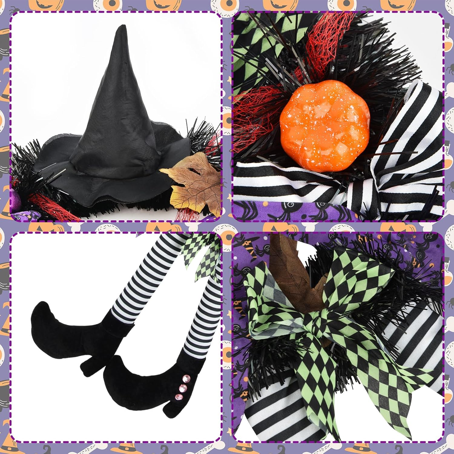 🧙‍♀️Black Witch Wreath - Witch Hat Long-Legged Pumpkin Wreath🎀