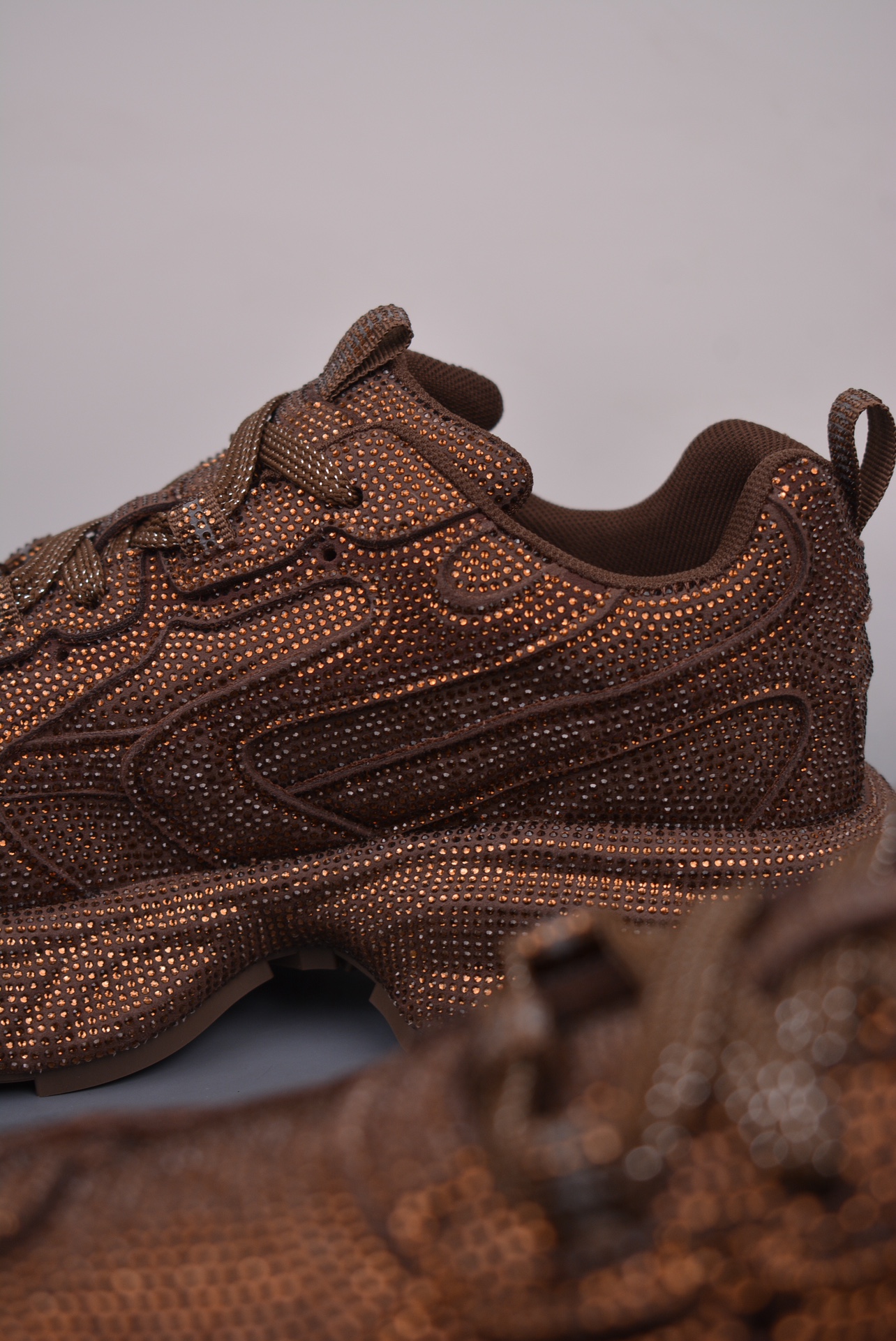 BALENCIAGA 3XL Sneakers Brown with Diamonds