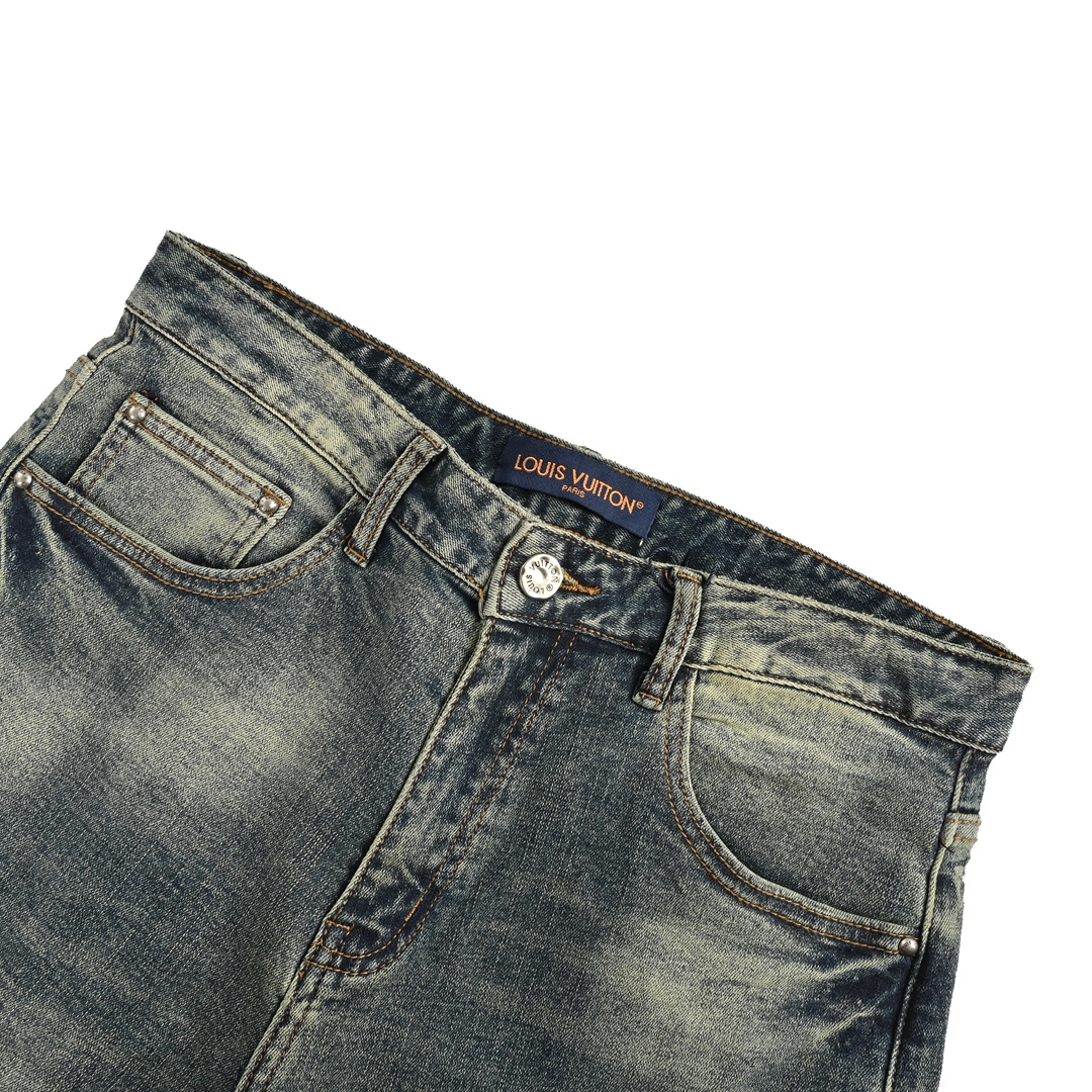 Louis Vuitton 24Fw Back Pocket Ink Splash Lettering Jeans