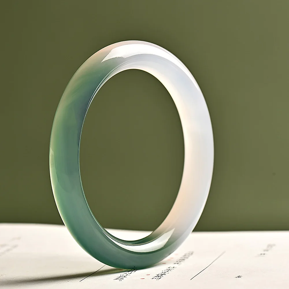 Natural Ice Green Jade Bracelet Charm Jadeite Round Bangles For Women Fine Jewelry Accessories Holiday Gifts Free Shipping