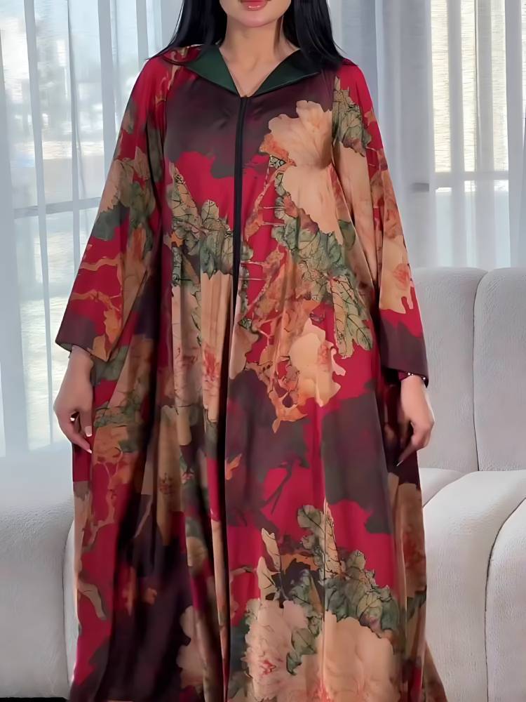 V-Neck Artistic Elegant Printed Dress