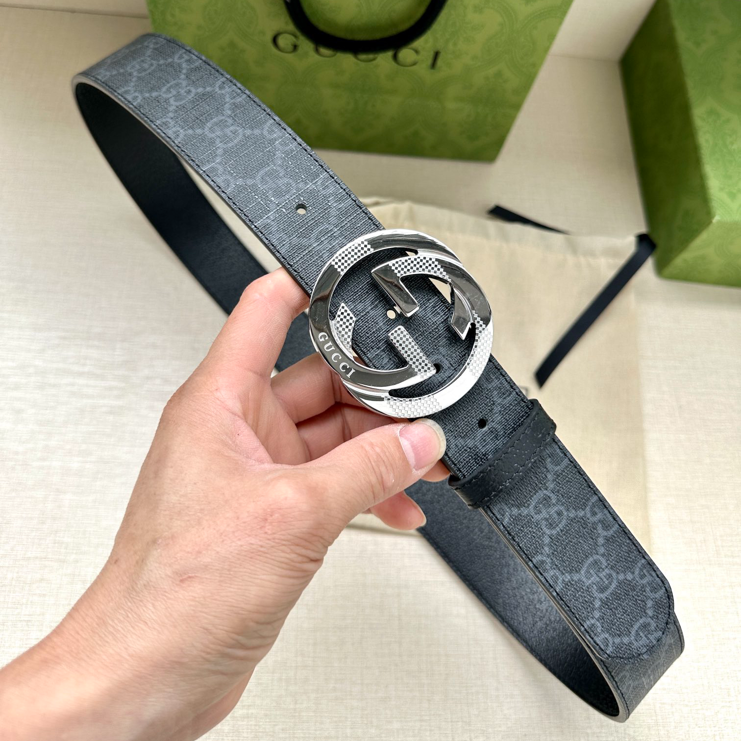 Gucci Marmont printed leather belt 3.8 cm wide