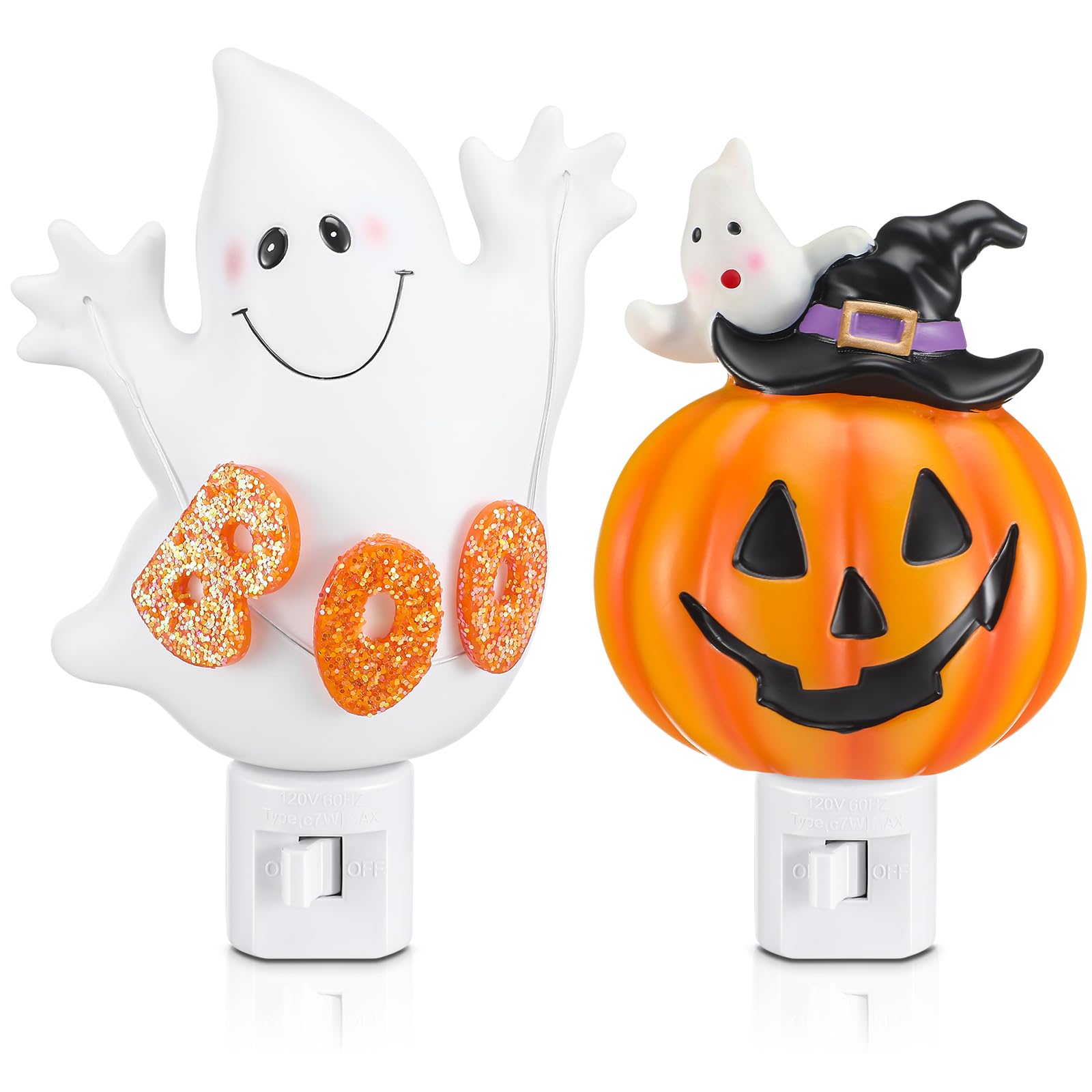 🎃👻 Pumpkin Lantern & Boo Ghost Night Light – Bubbling Wall Lights ✨