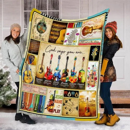 Guitar, God Says You Are Quilt Blanket