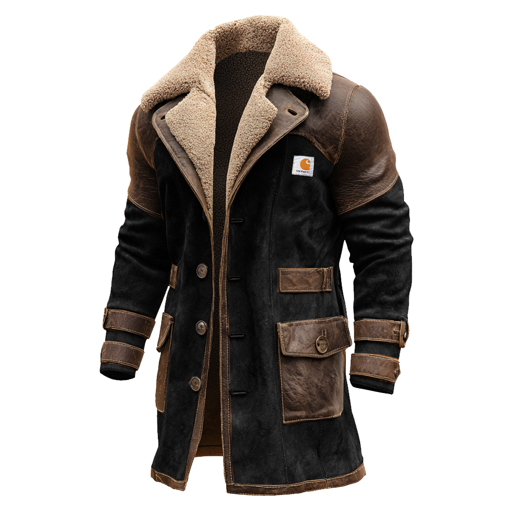 Men's Vintage Brown Suede Leather And Faux Fur Lined Jacket