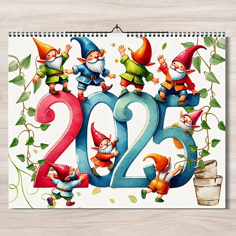Gnome Wall Calendar 2025