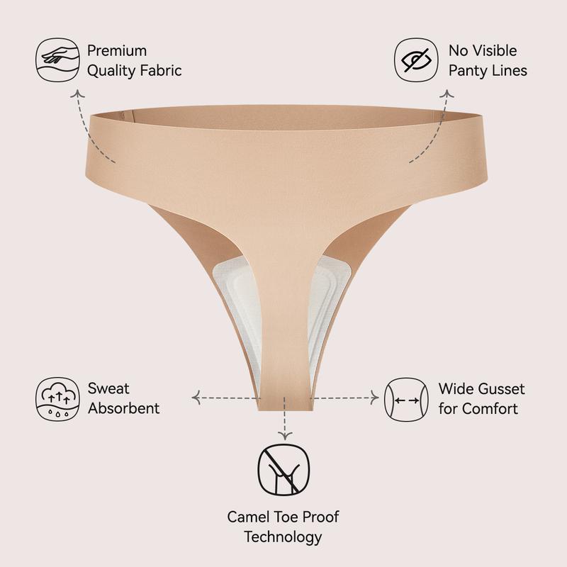 🔥Super Sale - 49% OFF🔥Camel Toe Cover Thongs for Women – Seamless G-String with Built-In Pad, Comfortable & Invisible Fit