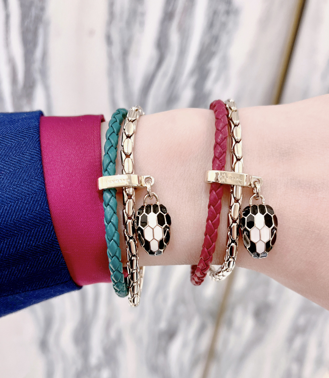 Bulgari new serpenti snake head double bracelet