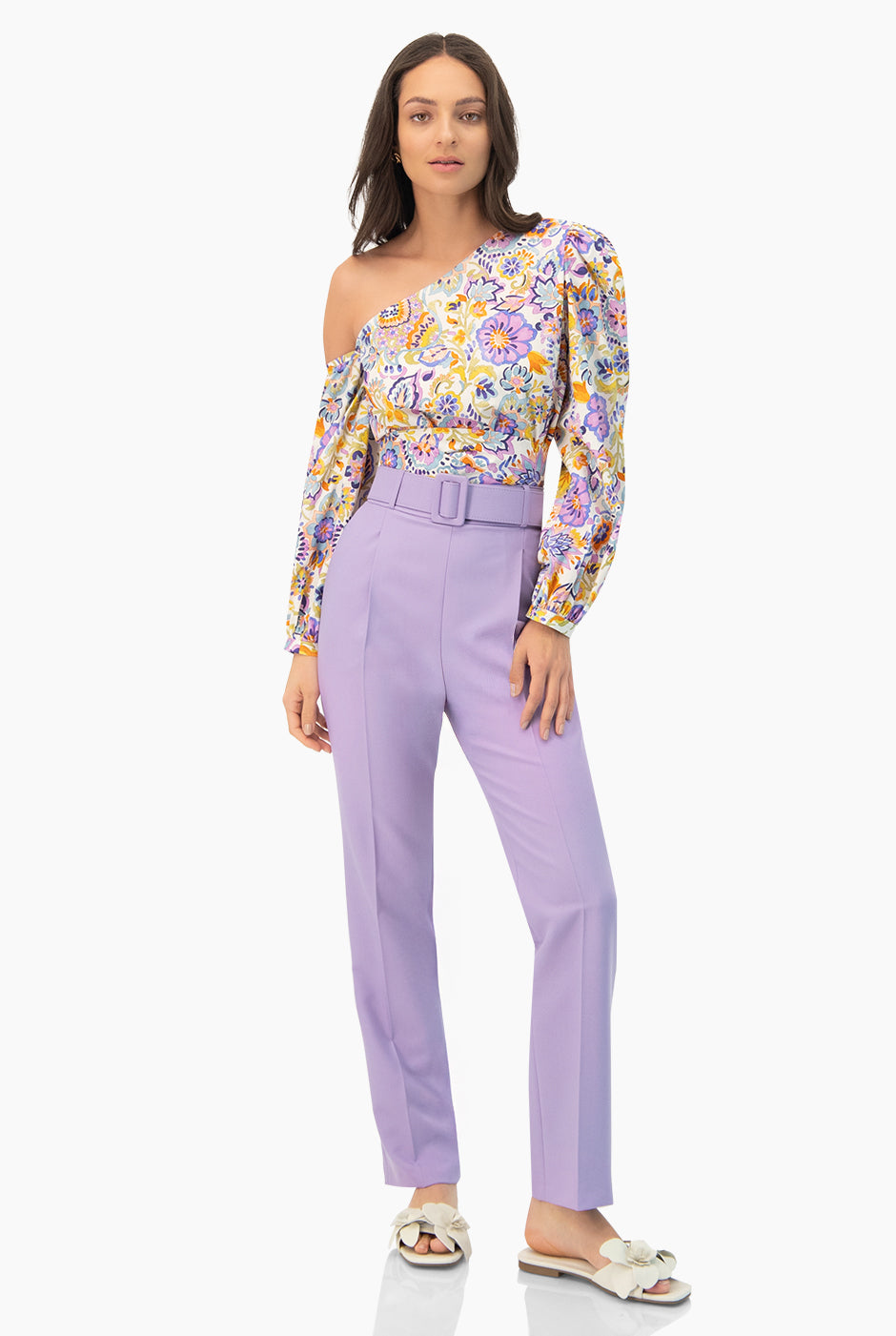 Blusa estampada de un hombro