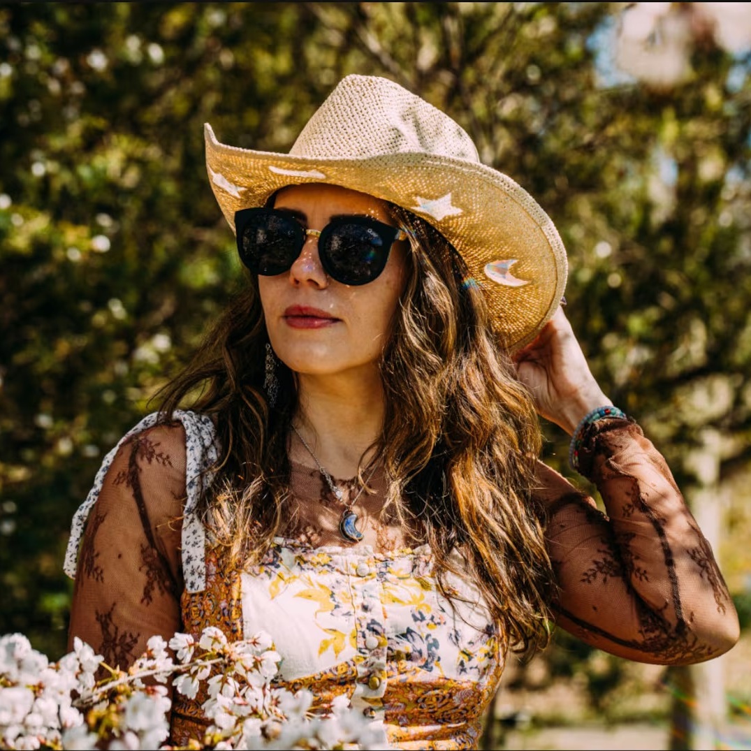💥ON SALE💥Celestial Suncatcher Cosmic Cowgirl Straw Prism Hat