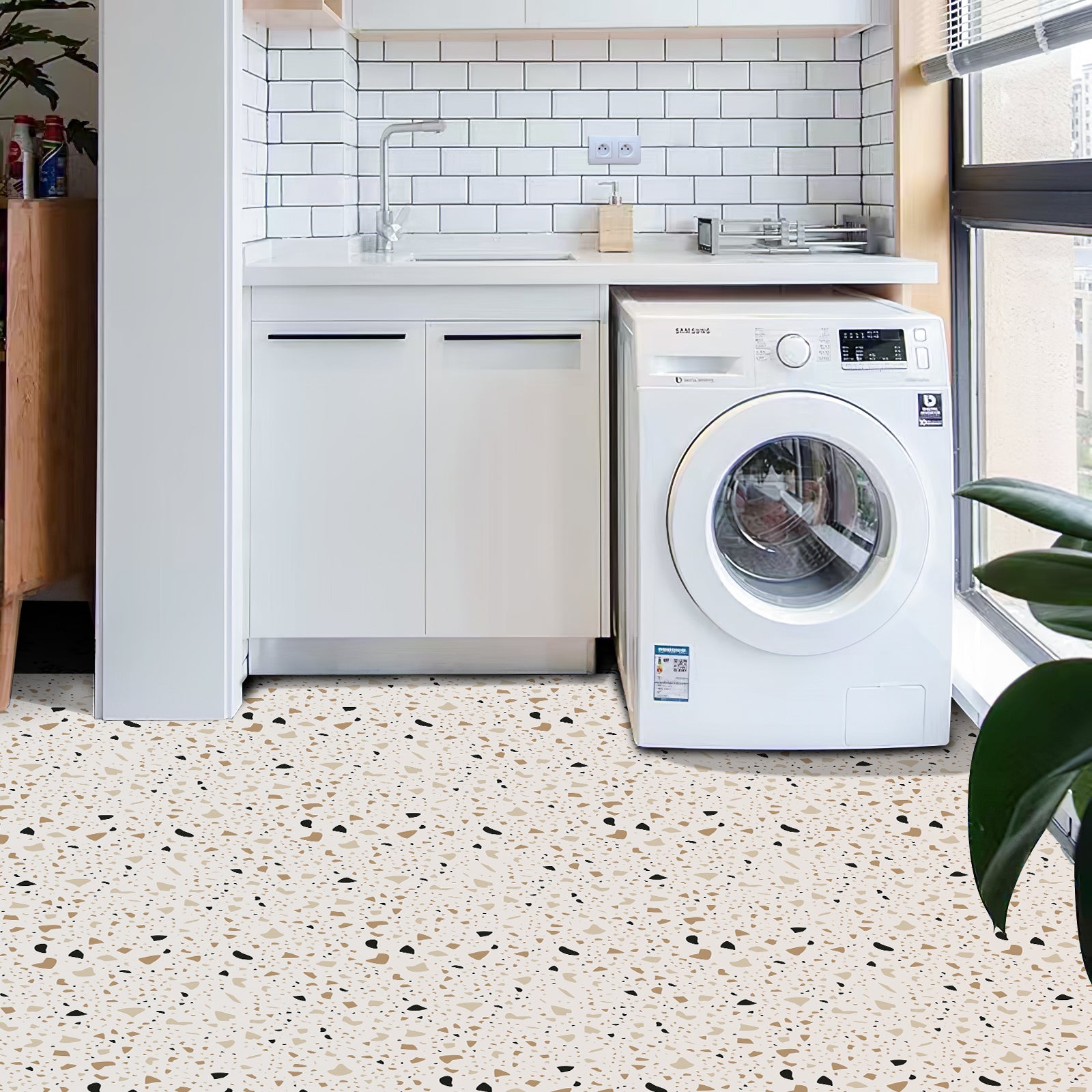 Terrazzo Peel and Stick Vinyl Floor Tile Sticker