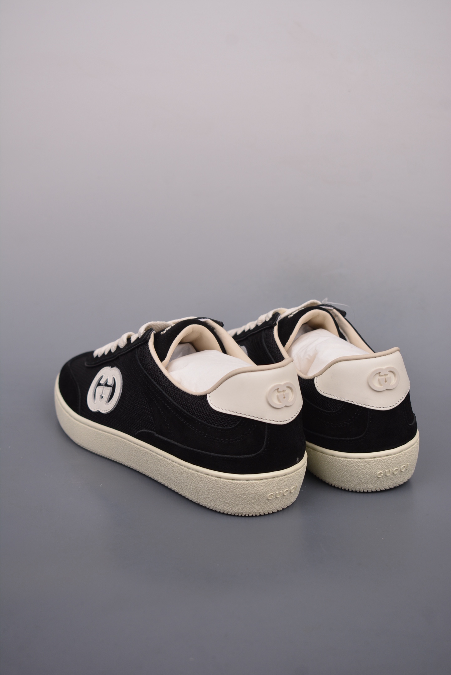 Gucci Interlocking G Suede Sneaker G74 Black and White