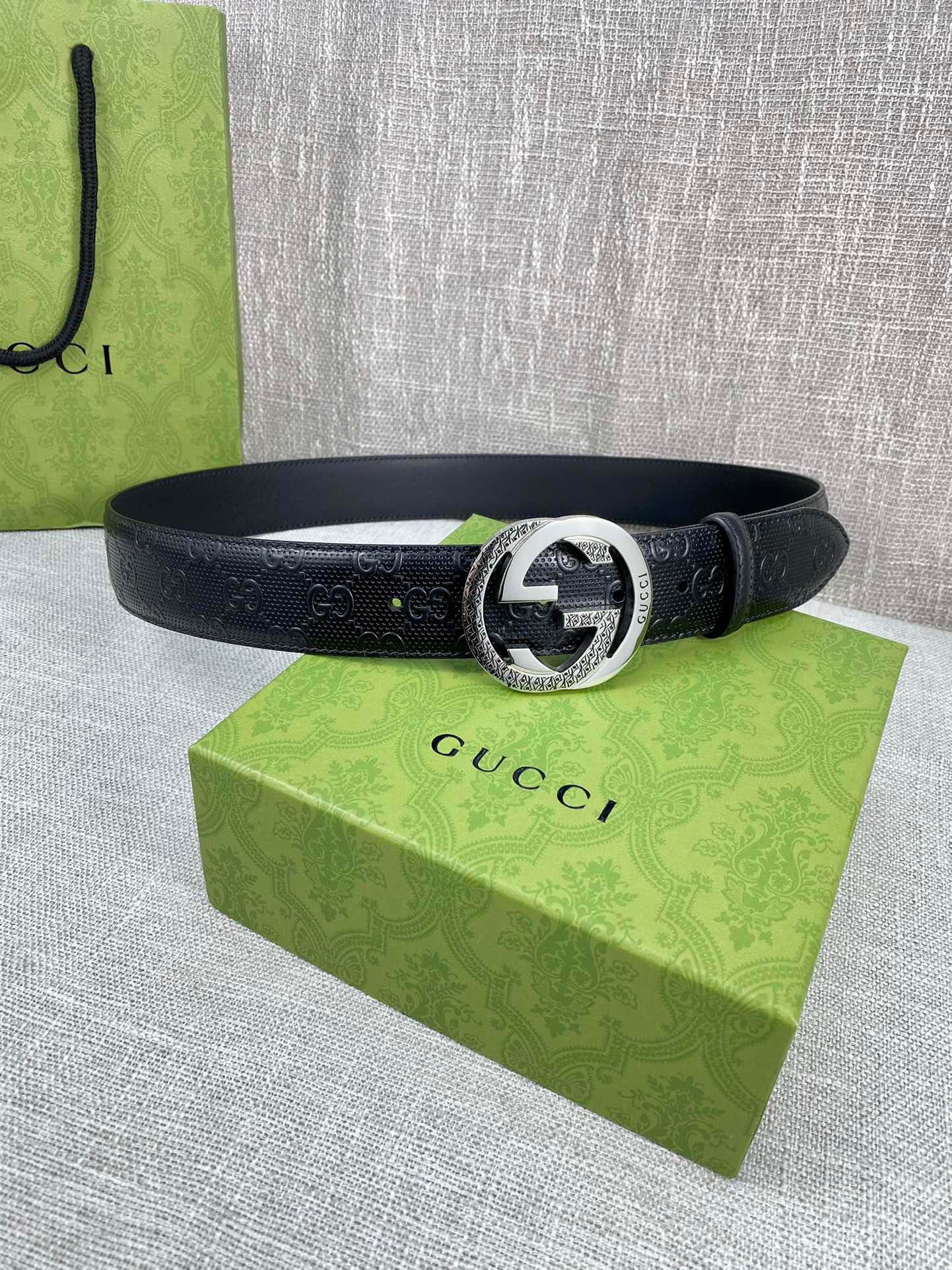 Gucci Signature printed leather belt width 4.0CM