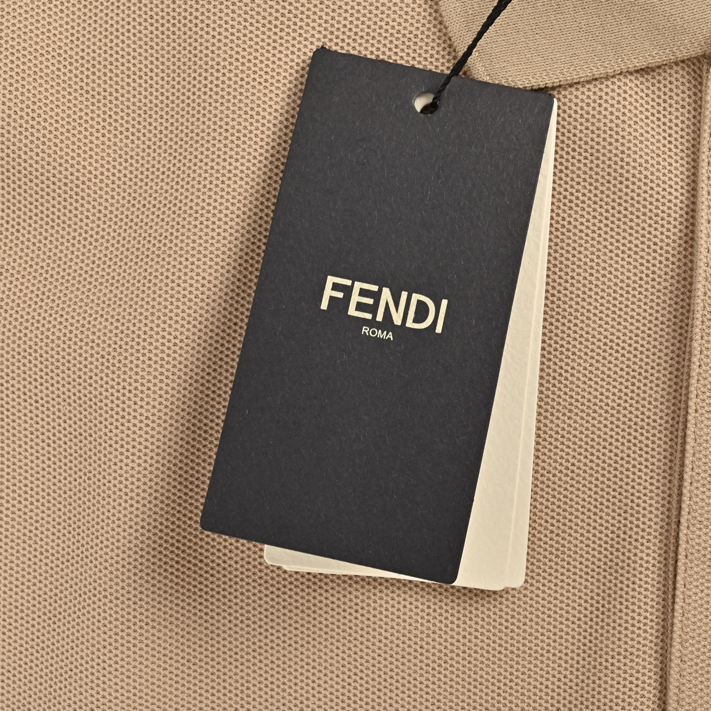 Fendi leather trim pocket zip polo short sleeve