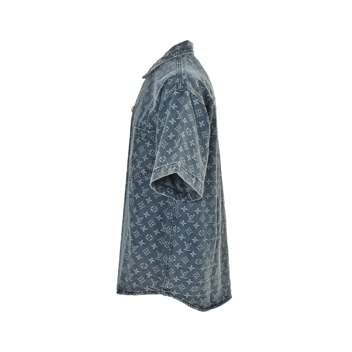 Louis Vuitton 25ss all over print monogram jacquard denim short sleeve shirt